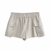 Nylon Blended Stretch Waist Casual Shorts